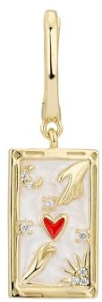 EARCANDY Pendiente Piercing Aro Cartas Tarot Los Amantes en Plata de Ley 925 con Baño de Oro 18k, Cierre Clic, Baraja Naipes, Circonitas, Joyas para Mujer
