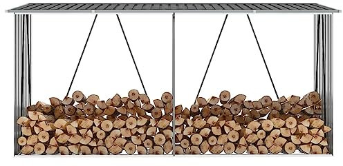 FENLAX Brennholzlager Verzinkter Stahl 330x84x152 cm Anthrazit Brennholzregal Metall Garten Feuerholz Unterstand Stapelhilfe für Brennholz Aussen Metall Kaminholzregal Feuerholz Aufbewahrung Außen