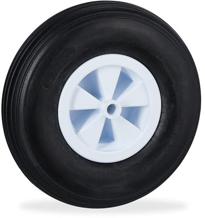 Relaxdays Roue de brouette 3.50-6, Caoutchouc, Jante en Plastique, Rechange, increvable, 100 kg Max., Noir - Blanc