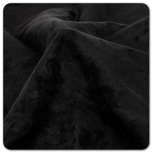 Folindo® Mikrofaserstoff Folie Schwarz 200 x 152cm - Selbstklebende Luftkanal Autofolie Blasenfrei - Wildleder Velours Optik Strech Dehnbar