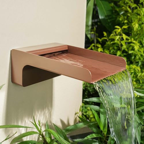 Aquadock 304 Edelstahl Outdoor Garten Wasserfall Auslauf, Wasserbrunnen Spillway Made Exquisite Handarbeit für Landschaftsdekorationen, Terrassen, Pools, Innenhöfe, Wasserwände (braune