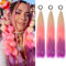 PORSMEER 3 Stück Lang Silber blond bis pink bis lila Haar Lametta zopf extension mädchen und Frauen,60 cm Glattes Pferdeschwanz Haarteil Synthetik Haarverlängerung Zopf