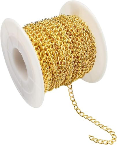 parallelower 10m Goldkette Kettenverlängerung Gold Vergoldet Schmuckkette Kette Gold für DIY Schmuck Halskette Ohrringe Armband Verlängerungen Zubehör