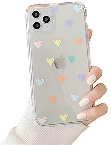 Einaily Hülle für iPhone 15 Case Crystal Clear Mode Chic Herz Muster Handyhülle Ultra Dünn Transparent Klare Weich TPU Silikon Gel Bumper Stoßfest Kratzfest Schutzhülle für iPhone 15 Slim Cover
