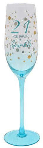 Shudehill Giftware Gold Speckle Birthday Special Age Colourful Flute Glass - 18th, 21st, 30th, 40th, 50th, 60th, 70th Birthday Gift (21)