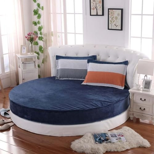 Luxuriöse runde Matratzenauflage aus Baumwolle, Spannbettlaken, Doppelbett-Matratzenschoner mit Bettlakenbezug, weich und bequem, für Doppelbett, 7200 x 200 cm