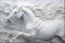 ZYHFDC Papier Peint Panoramique Relief en plâtre du cheval blanc Tableaux Muraux Tapisserie Photo Décoration Murale Salon Chambre 300CM(L)*210CM(H)