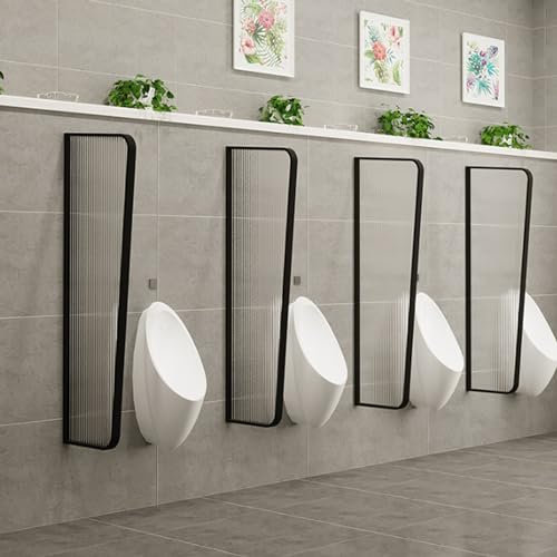 Urinal partition panel,Urinal baffle partitions stainless steel frame men urinal privacy screen toilet partition with tempered glass Wall-Mounted Screen Toilet Partition Suitable for hotels,