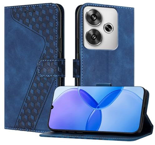 OKZone Coque pour Xiaomi Redmi Turbo 3 5G/ POCO F6 5G, Etui Protection Housse Premium en Cuir PU Portefeuille Étui Téléphone [Fermoir Magnétique] [Fentes pour Cartes] Flip Case(Bleu)