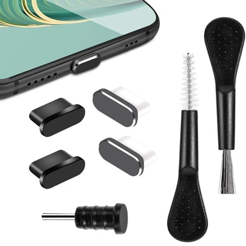 AOZUO 4 Stück Usb C Staubschutz Mit 1 Stück Kopfhörerbuchsenstecker 2 Stück Bürsten, Usb C Schutz Set Usb C Abdeckung Handy Zubehör Ladebuchse Schutz Usb C Schutzkappe Staubschutz Usb C Usb C Verschlu
