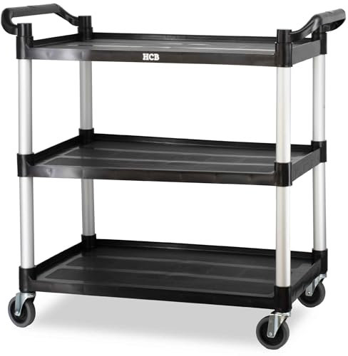 HCB® - Professioneller Catering-Servierwagen auf Rädern – 3 Ebenen – Küchenwagen aus Kunststoff – Servierwagen – Rolltisch – industrieller Küchenwagen
