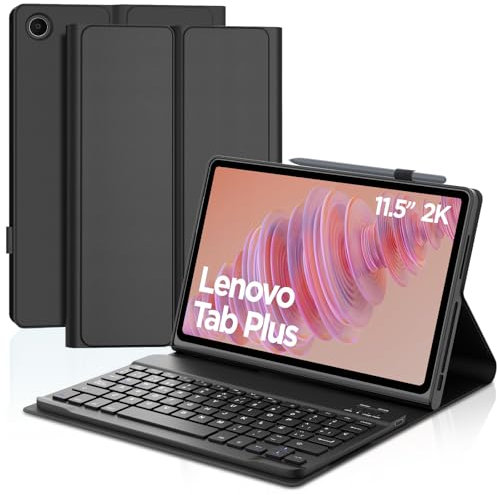 Funda con Teclado para Lenovo Tab Plus 11.5 2024, Español Ñ Teclado Bluetooth Inalámbrico Desmontable con Funda Protectora Delgada para Tablet Lenovo Tab Plus 11.5 Pulgadas 2024(TB351FU), Negro