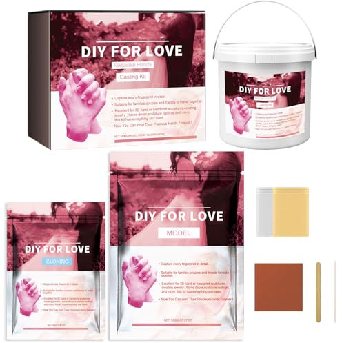 ULIJTH Love Hand Molding Cloni Polvere Set Coppie Scultura a Mano Kit Getti Ricordi Kit Gesso Gesso Anniversario