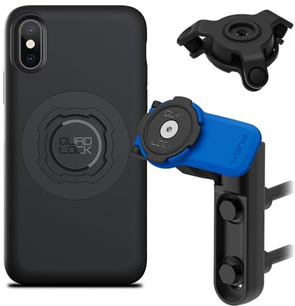 Quad Lock Brake/Clutch Motorcycle Phone Mount with Vibration Dampener and MAG Phone Case for iPhone X/XS
