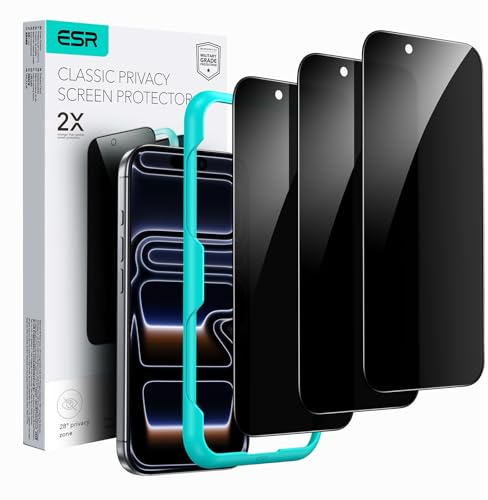 ESR für iPhone 17 Pro für Panzerglas, Displayschutzfolie 3 Stück, Display Sichtschutzfolie aus Gehärtetem Glas mit Einfachem Befestigungswerkzeug, Mikrogebogene Kanten, Hüllenfreundlich