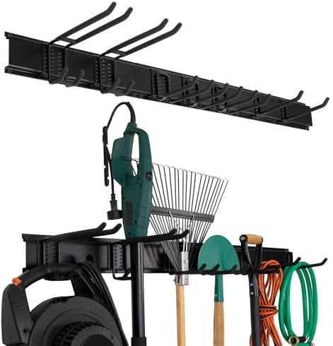 Precision Defined Pannello Porta Attrezzi da Parete (122 cm), robusto Decespugliatore da Muro e Pannelli Appendi Forato Portautensili, sistema Parete per Attrezzi da Lavoro da Giardino | Organizer da parete per attrezzi da giardino, garage e capannone, con ganci regolabili per opzioni di archiviazione versatili