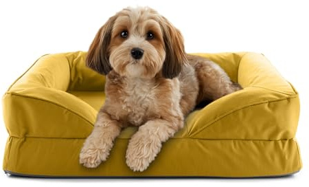 Lumaland orthopädisches Hundebett Outdoor & Indoor | ergonomisches Hundesofa 70x60 cm - ideal für kleine Hunde | Boden rutschfest | Füllung und Bezug waschbar | Hundekörbchen wasserfest