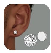 SLLAISS Magnet Ohrringe Herren Fake Piercing Ohrstecker Silber/Schwarz/Gold | Chirurgenstahl 316L Edelstahl, Magnet Ohrringe mit Zirkonia Magnetische Ohrringe für Damen Fake Piercing Ohr 5/6.5/8mm