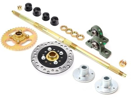 610 mm Hinterachse mit 428# 37T Kettenrad, 160 mm Bremsscheibe, UCP204 Lager, passend for DIY Kinder ATV UTV Buggy Dreirad Quad Bike Teile(A)