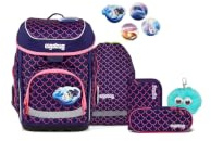 ergobag Schulranzen-Set cubo Bundle Set PerlentauchBär - Lila | Ergonomischer Schulrucksack Klassisch, 6-teilig, für die 1. Klasse Grundschule, ideal für den Schulstart