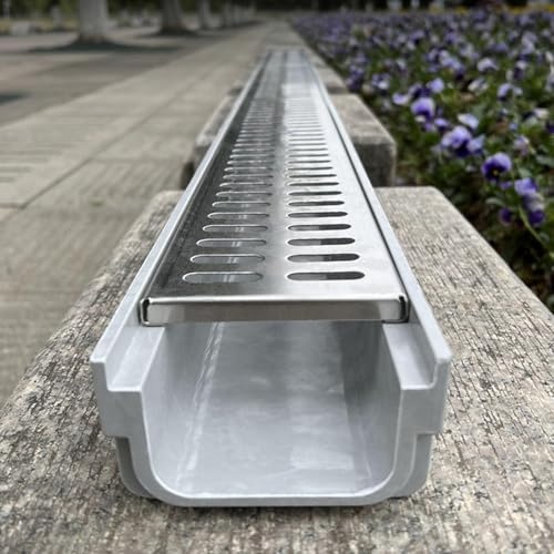 Canaletta Scolo Acqua Piovana Kit di Drenaggio a Canale Sottile da 10 cm, Sistema di Drenaggio per Patio Esterno con Canale di Scolo, Canale di Drenaggio in Resina(W10cm(3 7/8) x H4cm(1 5/8))