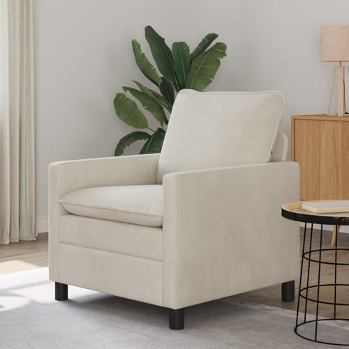 Shivorasphere Sofa Creme 76 x 81 x 87,5 cm Samt mit schwarzem Metallrahmen für Wohnzimmer, Schlafzimmer oder Büro, langlebige Polsterung, einfache Montage