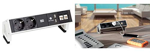 Bachmann Desk 2 Verlängerungskabel Innenraum 2 m 2 AC-Ausgänge Schwarz, Weiß - Mehrfachsteckdose (Innenraum, 2 m, 2 AC-Ausgänge, Typ F, Typ F, IP20)