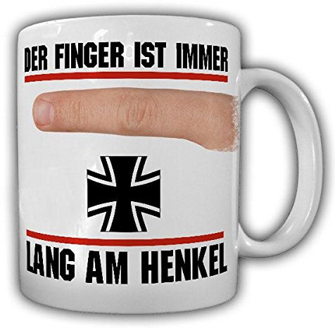 Tasse Der Finger ist immer lang am Henkel Abzug Bundeswehr Gewehr Pistole Humor Fun Büro Kaffee Becher #20829