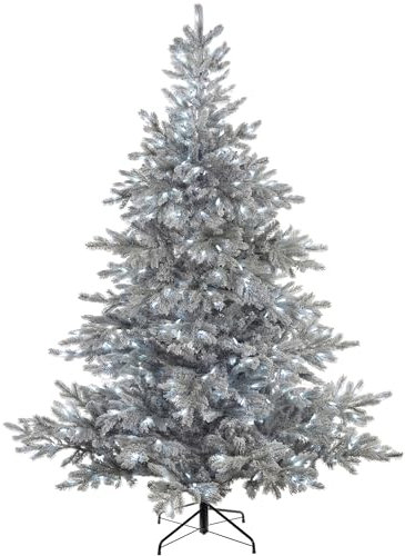 WeRChristmas Pre-Lit Frost Vermont Spruce Multi-Function Christmas Tree with 350 Cool White LED Lights, Green, 6 feet/1.8 m