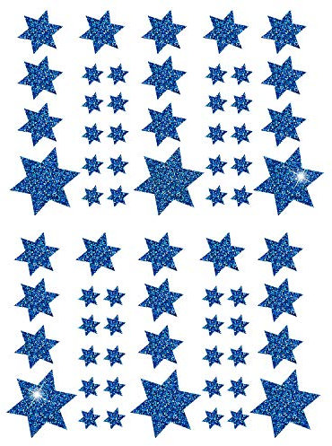 Oblique Unique Weihnachts Sterne Sticker ge – 68 Glitzer Aufkleber in Sternform – Selbstklebende Deko Sterne für Weihnachten, Basteln und Geschenkverpackungen
