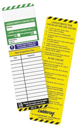 Scafftag by Brady Laddertag Status Insert Pack – 10 Safety Inserts for Ladder Inspection and Safety Compliance – Ladder Inspection Labels for Ladder Safety System