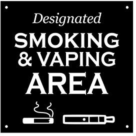 Weatherproof, Designated Smoking and Vaping Area, Sign - Ideal for Public Spaces, Business, Pubs, Hotels, Interior and Exterior, with Drill Holes