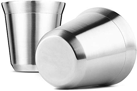 SUMSEA Edelstahl Espressotassen 2 Pack, Doppelwandige isolierte Kaffeetassen Teetassen, leicht zu reinigen und spülmaschinenfest (160ML)