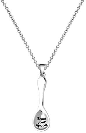 CENWA Spoonie Gift Save Your Spoons Necklace Mental Health Awareness Jewelry Chronic Illness Gift Spoonie Fibromialgia Charm Gift