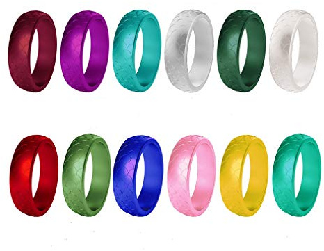 Ulalaza Silikon Ehering für Frauen Stapelbare Gummibänder Innenbogen Ergonomisches atmungsaktives Design Dünnes Gummi Ring Set