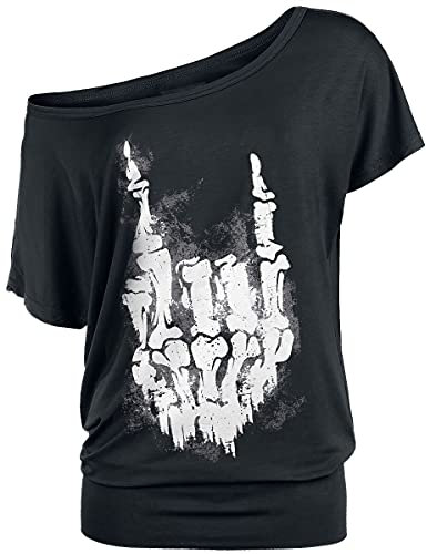 Gothicana by EMP Damen schwarzes lockeres T-Shirt mit Rockhand XL