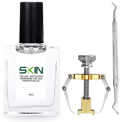 Ingrown Toenail Kit SKINAPEEL Toe Nail Softener and Ingrown Toenail Treatment Oil PLUS Ingrown Toenail Tool Correction Clamp & Double Ended Corrector Tool
