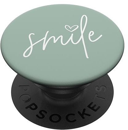 PopSocket PopGrip:Smile Positive Inspirational Quote - Pastel Sage Green Swappable Grip for Phones & Tablets