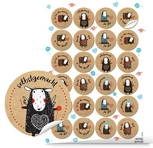 Logbuch-Verlag 24 Sticker Schafe schwarz braun - Verzierung für selbstgemachte Geschenke Hobby Stricken