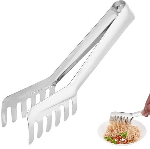 Pinze per tagliatelle, pinza per spaghetti in acciaio inossidabile 22 * 4 * 2,5 cm/8,66 * 1,57 * 0,98 pollici, per afferrare, servire, porzionare e disporre il cibo al tavolo o al buffet