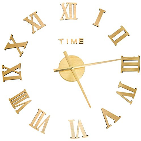vidaXL 3D Wanduhr Modernes Design Dekorativ Extragroß Deko Wand Uhr Wandtattoo Dekoration Analoguhr Wohnzimmer DIY Eva Golden 100cm XXL