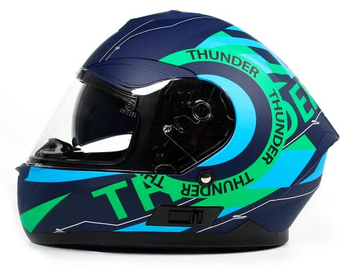 BHR Casco Integrale Moto con Doppia Visiera 814 RIDE | Casco Moto Integrale Omologato ECE con Visiera Doppia Antigraffio | Casco Moto Donna/Uomo con Sgancio Micrometrico | Thunder Blue (Opaco) | L