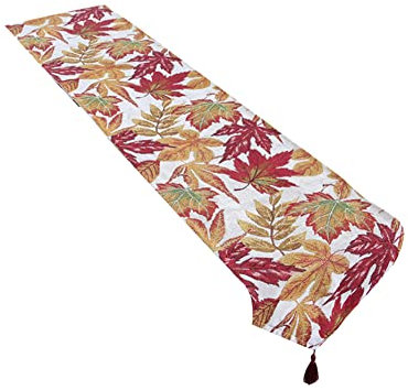 JAWSEU Tischwäsche Herbstmotiv Blätter, Orange Tischläufer, Herbst Ahornblätter, Esszimmer Küche Rechteckiger Dekorativer Tischläufer, Tischdekoration für Herbstdeko Erntedankfest, 33 * 180cm