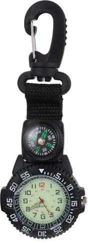 Hemobllo Carabiner Watch, Multifunctional Luminous Clip on Carabiner Watch, Compass for Climbing Doctors Nurses Outdoors, for Fathers Day