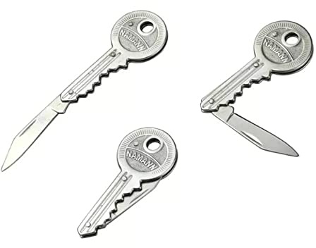 Shop of Wonder 3 Schlüsselanhänger Messer Schlüssel Schlüsselmesser │ kleines Taschenmesser in Schlüsselform │ geeignet als Brieföffner oder Paketmesser