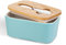 Mantequillera de Porcelana con Cuchillo y Tapa, Henten Home Contenedor Grande para Mantequilla, Recipiente Hermética para Todo Tipo de Mantequilla(Azul Mate)