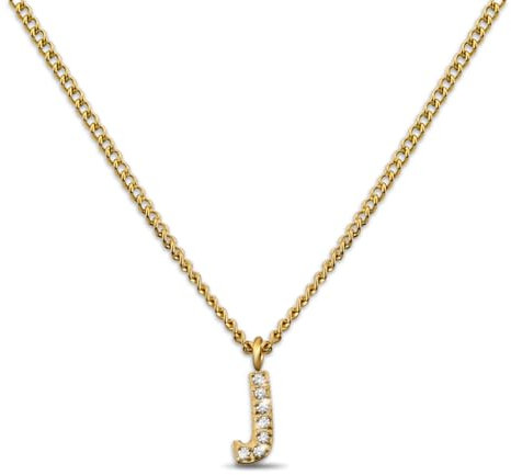 GD GOOD.designs Kette Buchstabe J Gold für Damen I 18K vergoldete Halskette mit Zirkonia Initialien I Goldene 316L Edelstahl Buchstabenkette (Buchstabe J) - Valentinstag-Geschenk für Sie und Ihn