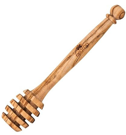 bedrop Honiglöffel aus echtem Olivenholz 13cm - handgefertigt in Tunesien - kleine Familienmanufaktur, nachhaltig verpackt (Honiglöffel (einzeln))