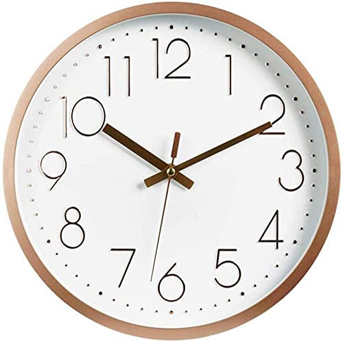 Wall Clock 12 Silent Non Ticking Numeral Clock Round Decorative Wall Clock for Living Room,Bedroom,Kitchen,Grey (Rose Gold)