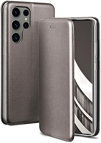 ONEFLOW Business Case für Samsung Galaxy S23 Ultra Handyhülle klappbar mit Standfunktion, Klapphülle Flipcase Cover Dünn, PU Leder Hülle mit Kartenfach, 360 Grad Schutzhülle, Taupe